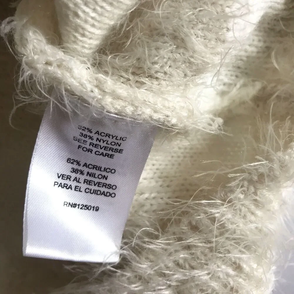 Joseph A. Qu'est 'cequec'est silk? Womens Sz XL Ivory Marshmallow Sweater L/S